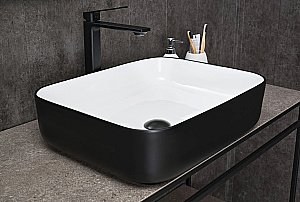 Раковина накладная Gid Geometrico 50 Nc366 52205 белая, черная купить в интернет-магазине Sanbest