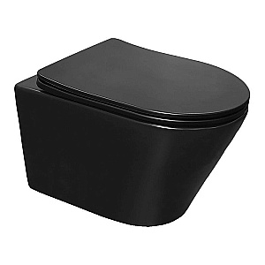 Унитаз подвесной Azario Vela AZ-2480MB-1 черный матовый, безободковый, с крышкой микролифт, слив торнадо купить в интернет-магазине Sanbest
