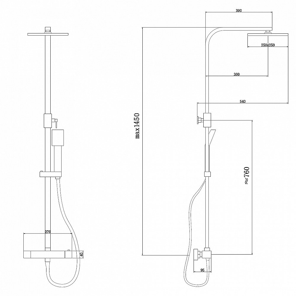 Душевая система ABBER Daheim AF8260L хром купить в интернет-магазине сантехники Sanbest