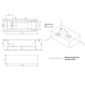 Ванна акриловая AM.PM Gem W93A-170-075W-A 170x75 купить в интернет-магазине Sanbest