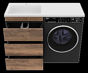 Тумба с раковиной Misty Коломбо - 60 П-Кол06060-0113Я (Раковина Гавана 120) темное дерево/серый для ванной в интернет-магазине Sanbest