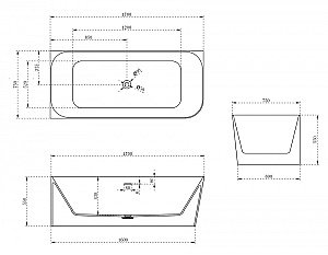 Ванна из искусственного камня ABBER Stein AS9621-1.7 L/R 170х75 белая матовая купить в интернет-магазине Sanbest