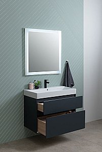 Тумба с раковиной Aquanet Бруклин 100 антрацит матовый для ванной в интернет-магазине Sanbest