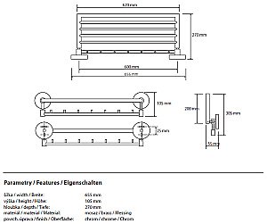 Полка для полотенец с крючками Bemeta Omega 104205162 купить в интернет-магазине сантехники Sanbest