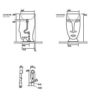 Раковина напольная Kerasan Artwork Moloco 45 474060 белая, античное золото купить в интернет-магазине Sanbest