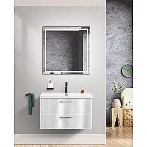 Тумба с раковиной Belbagno DUE 80 ручки в комплекте, белый металлик для ванной в интернет-магазине Sanbest