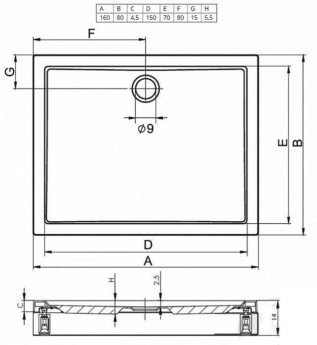 Душевой поддон Riho Davos 269 160x80 D002017005 белый купить в интернет-магазине Sanbest