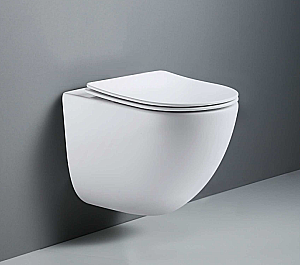 Унитаз подвесной CeramaLux TR-0199ZK безободковый, с крышкой микролифт, белый купить в интернет-магазине Sanbest