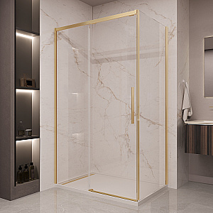 Душевой уголок Vincea Stella 160х90 VSR-1ST9016CLG стекло прозрачное/профиль брашированное золото купить в интернет-магазине Sanbest