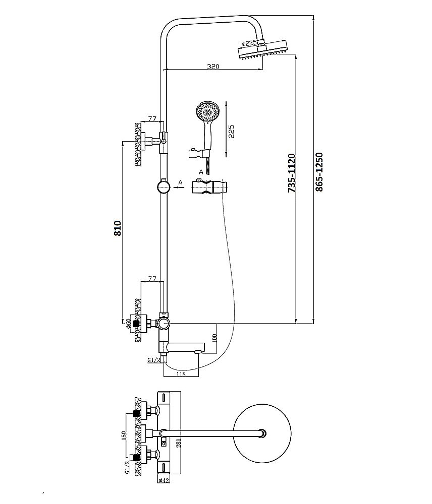 Душевая система Agger Thermo A2461100 хром купить в интернет-магазине сантехники Sanbest