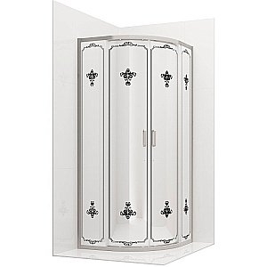Душевой уголок Ambassador Royal 18015106 90х90 стекло белое с декором/профиль хром купить в интернет-магазине Sanbest