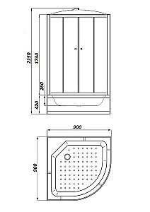 Душевая кабина Parly Tomorrow EF921, тропический душ, матовое стекло, ABS-поддон купить в интернет-магазине Sanbest