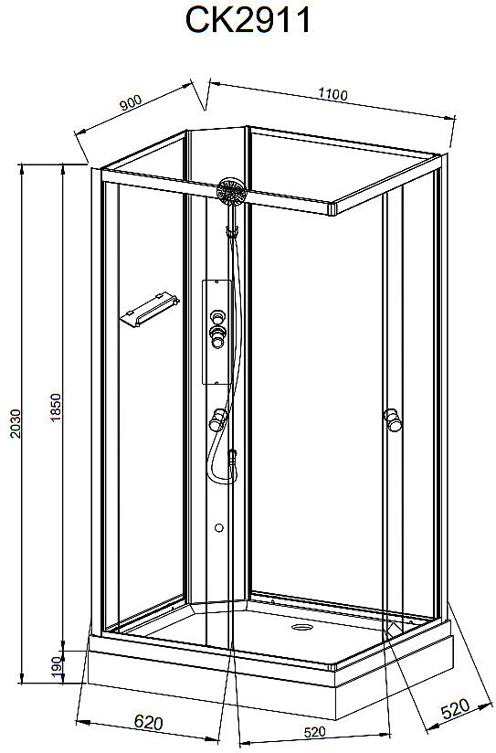 Душевая кабина AvaCan CK Серия CK2911N 110х90 без крыши купить в интернет-магазине Sanbest