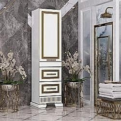 Пенал Опадирис Оникс 49 правый, белый/золотая патина купить в интернет-магазине сантехники Sanbest