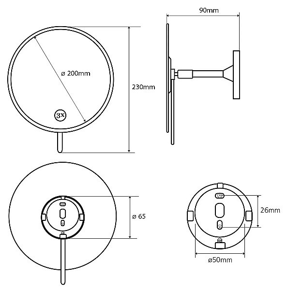 Зеркало косметическое Bemeta 112201332 хром купить в интернет-магазине сантехники Sanbest
