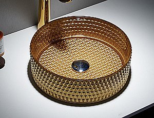 Раковина накладная CeramaLux NC 36 GL05 золото, прозрачная купить в интернет-магазине Sanbest