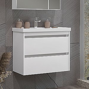 Тумба подвесная с раковиной Опадирис Фреш 70 белая/белое стекло для ванной в интернет-магазине Sanbest