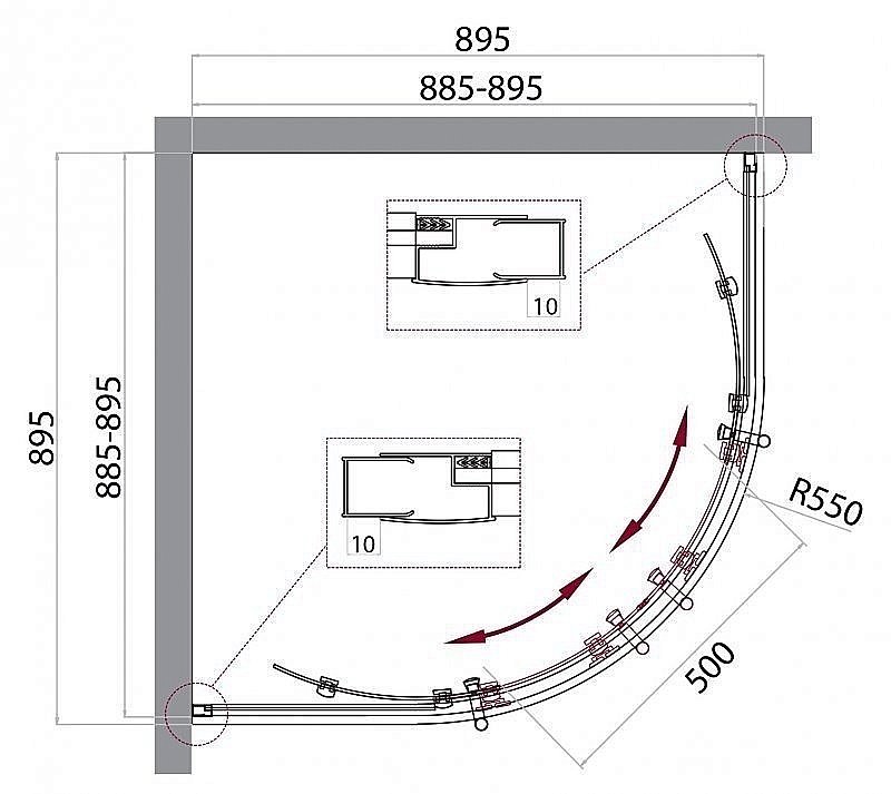 Душевой уголок BelBagno UNO 195-R-2-90 стекло прозрачное купить в интернет-магазине Sanbest