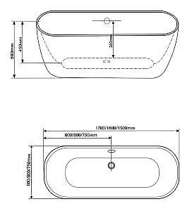Ванна акриловая Grossman Classic GR-2502 160х80 белая купить в интернет-магазине Sanbest