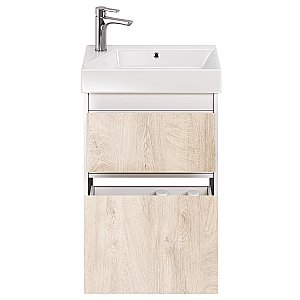 Тумба с  раковиной подвесная/напольная Dreja SLIM 55 белый глянец/дуб кантри для ванной в интернет-магазине Sanbest
