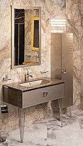 Консоль с раковиной Armadi Art LUCIDO DELMAR 80 коричневый для ванной в интернет-магазине сантехники Sanbest