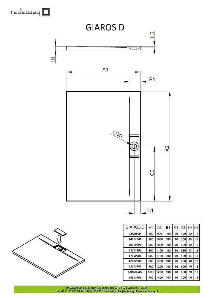 Душевой поддон Radaway Giaros D M3GRD1180 110x80 белый купить в интернет-магазине Sanbest