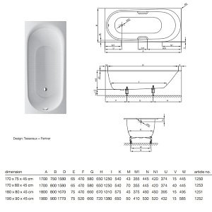 Ванна Bette Comodo 1253-000 PLUS 170x80 Белый купить в интернет-магазине Sanbest