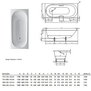 Ванна Bette Comodo 1253-000 PLUS 170x80 Белый купить в интернет-магазине Sanbest