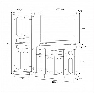 Пенал напольный Misty Астория Gold 60 черный глянец для ванной в интернет-магазине сантехники Sanbest