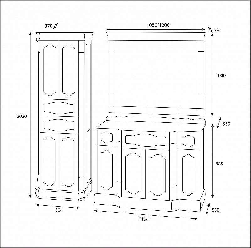 Пенал напольный Misty Астория Gold 60 черный глянец для ванной в интернет-магазине сантехники Sanbest