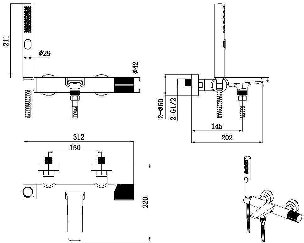Смеситель для ванны Allen Brau Liberty 5.33006-00 хром купить в интернет-магазине сантехники Sanbest