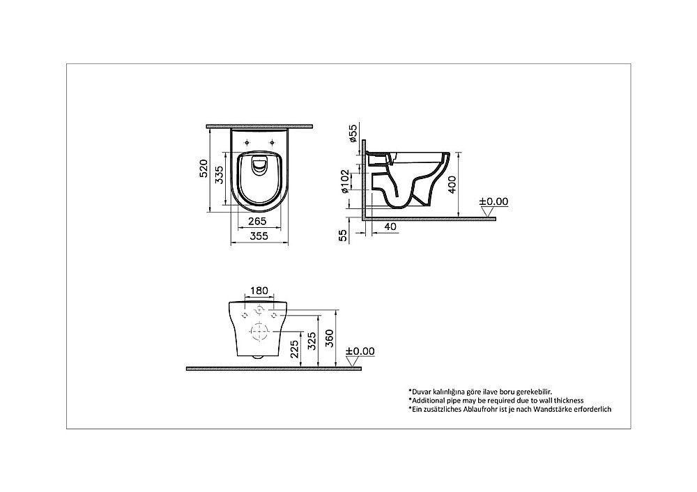 Унитаз подвесной VitrA Zentrum 7786B003-0075 белый, безободковый купить в интернет-магазине Sanbest