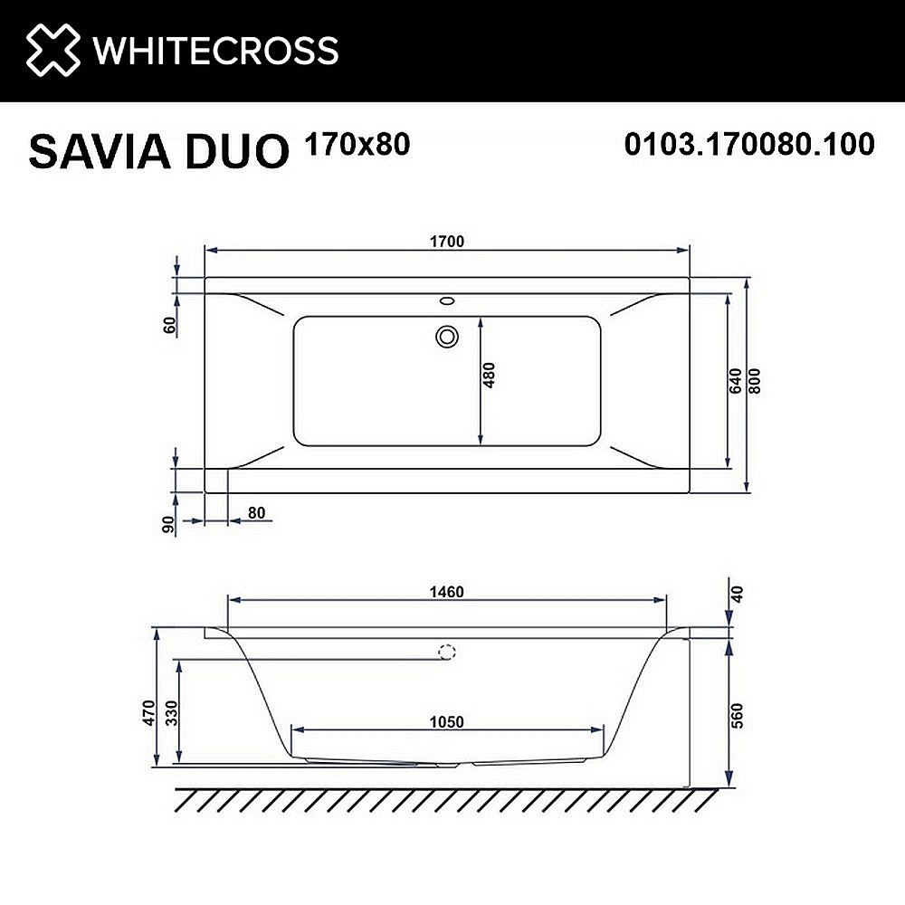 Ванна с гидромассажем WhiteCross SAVIA DUO RELAX 170x80 белая/бронза купить в интернет-магазине Sanbest