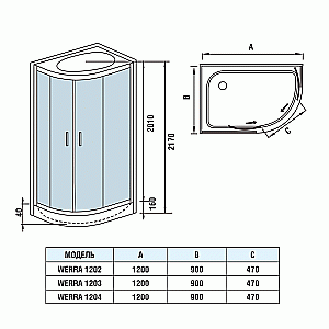 Душевая кабина WeltWasser WW500 WERRA 1202 120х90 купить в интернет-магазине Sanbest