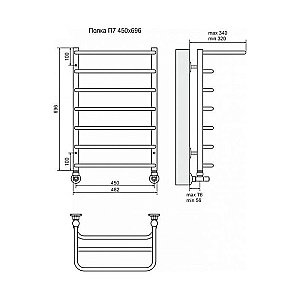 Полотенцесушитель водяной Terminus Полка П7 450x696 купить в интернет-магазине сантехники Sanbest