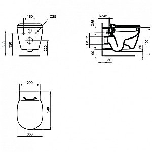 Унитаз подвесной с функцией биде Ideal Standard Connect E772101 белый купить в интернет-магазине Sanbest