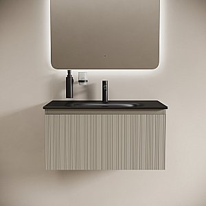 Тумба с раковиной Sancos CODE CD80GP/CN13002MB 80 серая платина для ванной в интернет-магазине Sanbest