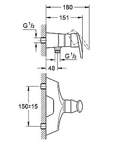 Смеситель для душа Grohe Taron 33598IPO купить в интернет-магазине сантехники Sanbest