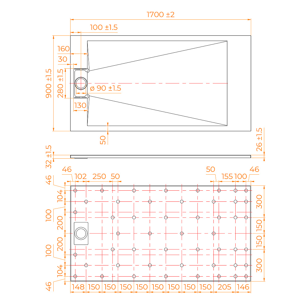 Душевой поддон прямоугольный RGW TUS-W 90x170 купить в интернет-магазине Sanbest