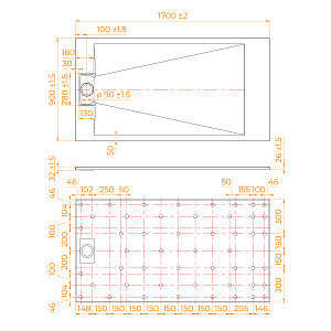 Душевой поддон прямоугольный RGW TUS-W 90x170 купить в интернет-магазине Sanbest