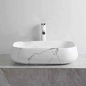 Раковина накладная CeruttiSpa 56,5 CR0086 MMW2 мрамор белый матовый купить в интернет-магазине Sanbest