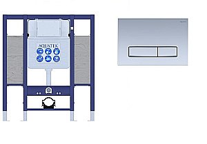 Инсталляция для унитаза Aquatek INS-0000015 с кнопкой KDI-0000027 никель купить в интернет-магазине сантехники Sanbest