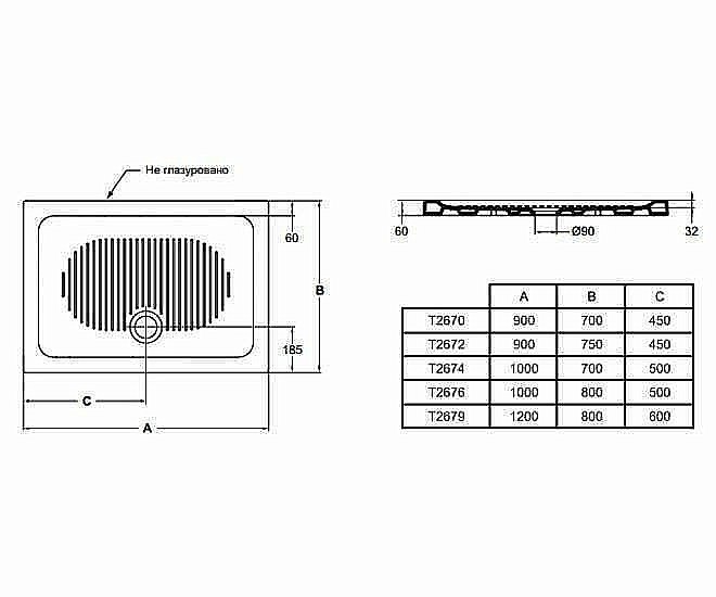 Душевой поддон Ideal Standard Connect T267401 100x70 купить в интернет-магазине Sanbest