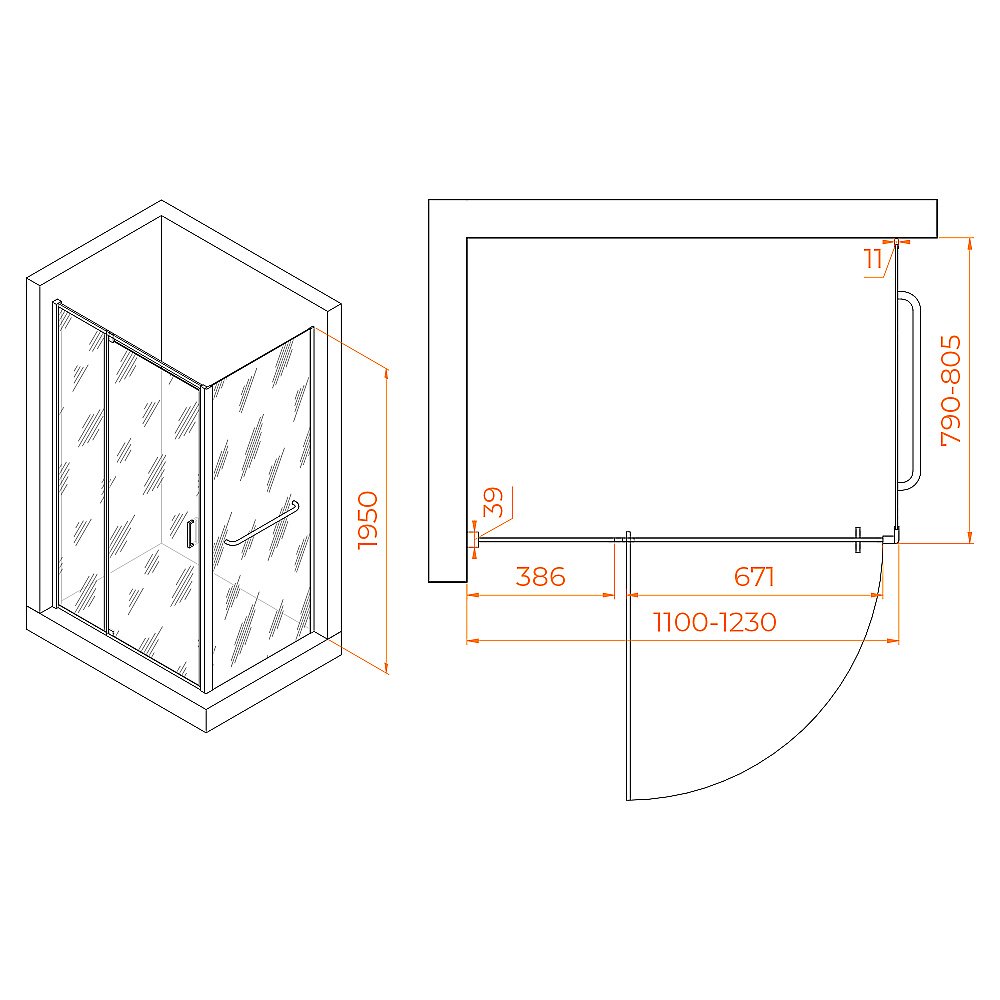 Душевой уголок RGW Passage PA-078-1 (PA-008 + Z-060-2) 110х80 3508078118-11 стекло прозрачное/профиль хром купить в интернет-магазине Sanbest