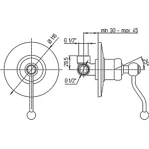 Смеситель для душа PAINI Duomo 88CR690 хром купить в интернет-магазине сантехники Sanbest