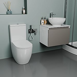 Унитаз напольный D&K Matrix DT1397516 белый, безободковый, с бачком, с крышкой микролифт, слив торнадо купить в интернет-магазине Sanbest