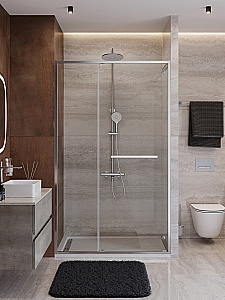 Душевая дверь Cezares LUX 130 B-FS-11-130-C-CR стекло прозрачное/профиль хром купить в интернет-магазине Sanbest