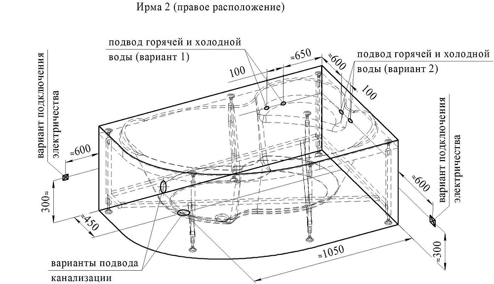 Ванна акриловая Vannesa Ирма 2-78-0-9-216 149х96 купить в интернет-магазине Sanbest