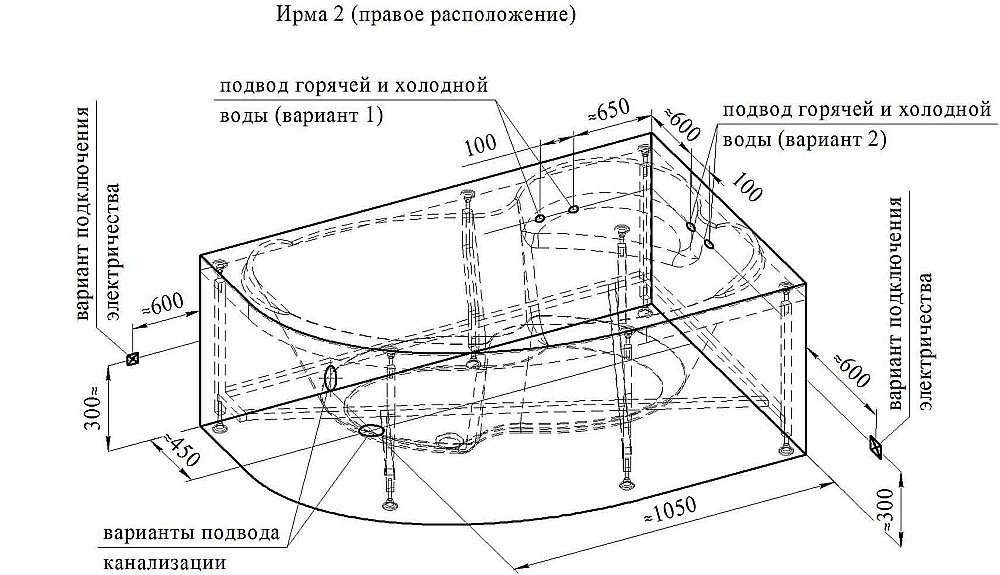 Ванна акриловая Vannesa Ирма 2-78-0-9-216 149х96 купить в интернет-магазине Sanbest