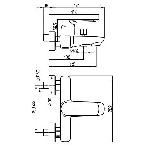 Смеситель для ванны PAINI Nove 09CR111LMKM хром купить в интернет-магазине сантехники Sanbest